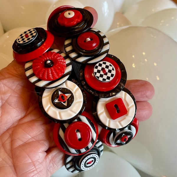 Dark Red Buttons, Small Size, Metallic Finish, Raised Edge, Made of ...