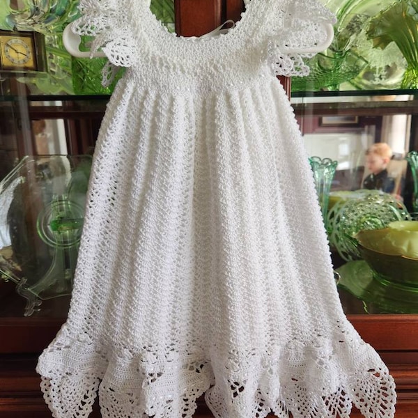 CHRISTENING CROCHET CROSS GOWN - NB main image 0