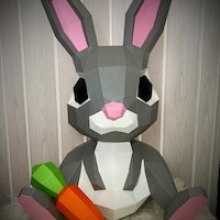 Bunny Papercraft 3D DIY Low Poly Paper Crafts Easter Rabbit Decor Model ...