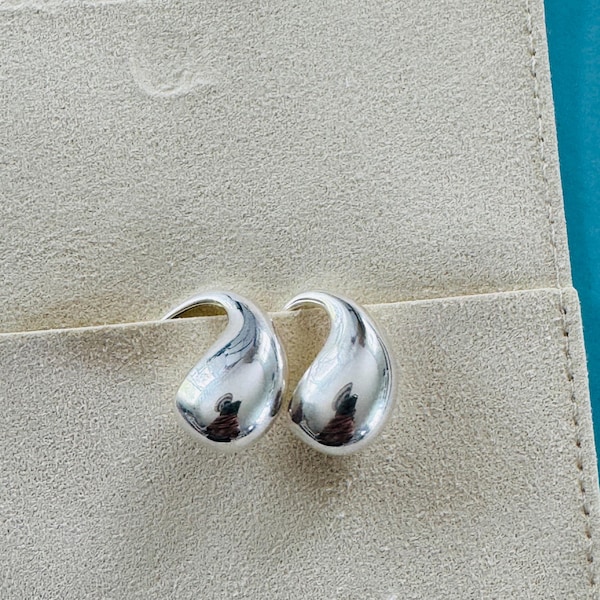 Sterling Silver Water Drop Hoop Earrings