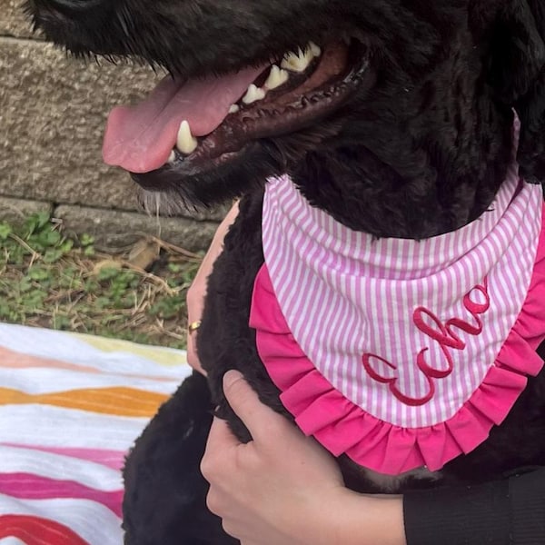 Floral Stripe Dog Silk Bandana