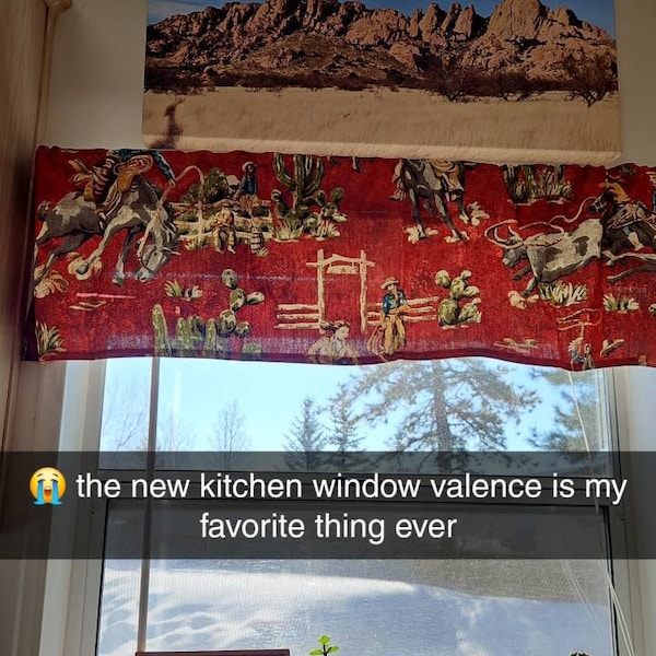 Cowboy Rodeo Window Valance: Burnt Orange Southwest Decor, 42