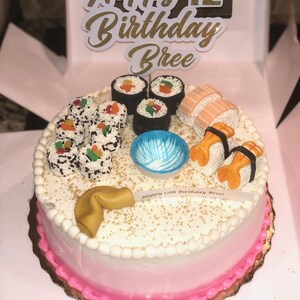 Fondant Sushi Gateau Comestible Topper Dessert Sushi Etsy