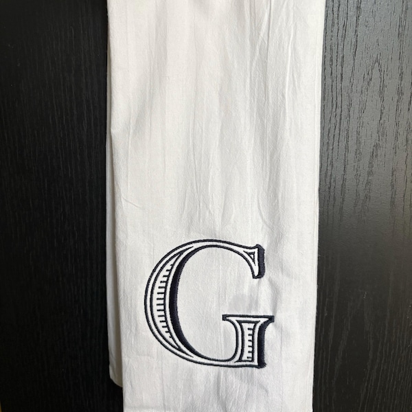 6" Inch Fairfax Fishtail Embroidery Fill Ribbed Font Monogram Satin ...