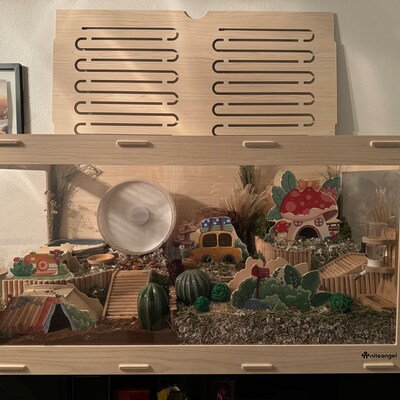 View of Stump Shaped Hamster Ceramics Hideout Small Pet Playhouse Supplies ...