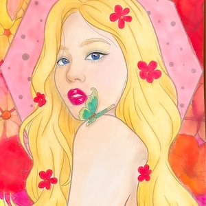 Coloriage à imprimer Portrait de fantaisie florale fille coréenne -   Canada