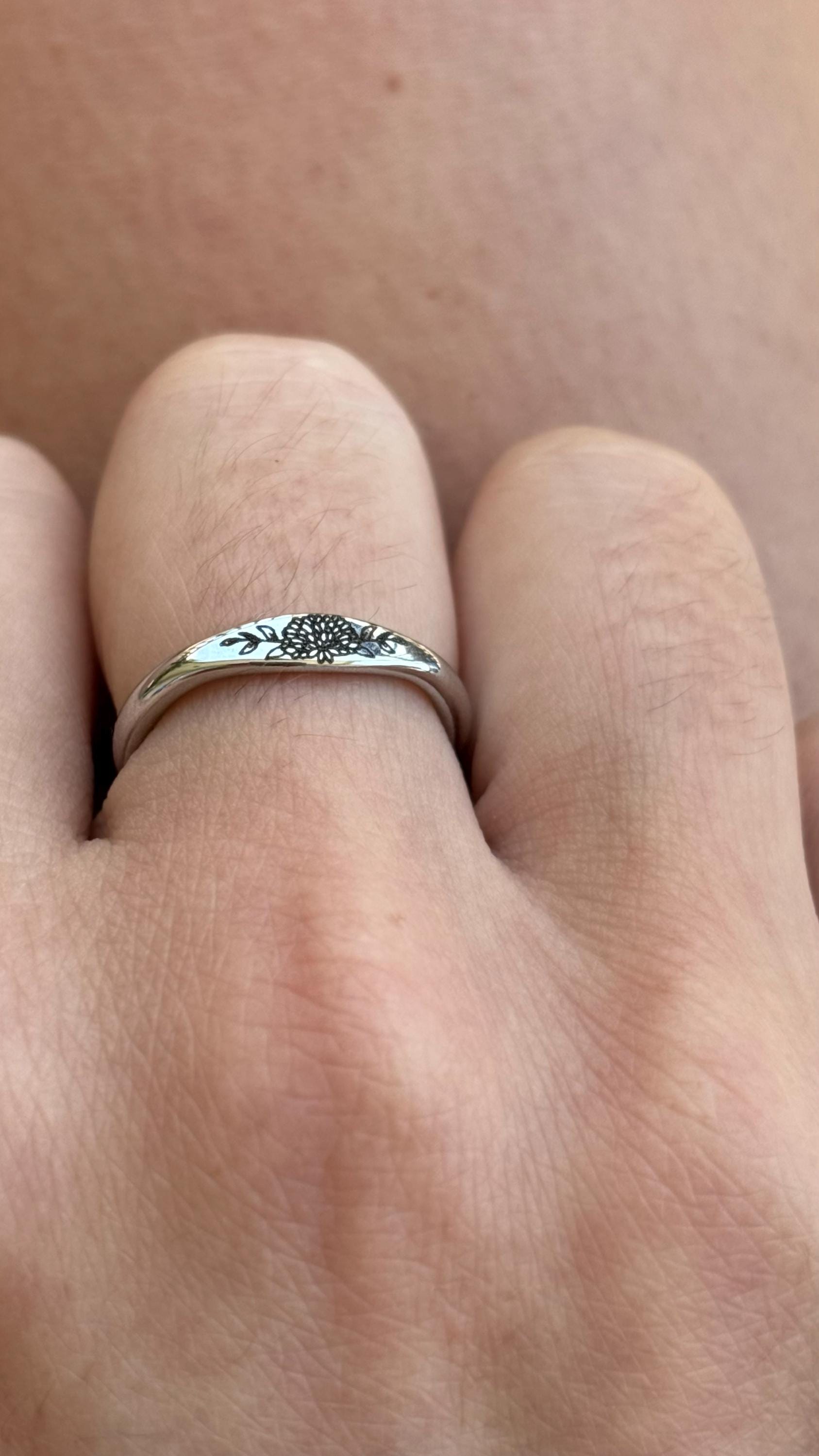 Dainty Birth Flower Ring Personalized Jewelry Ring for Her Birthday Gift Lavender Anniversary Gift Ring for Her Silver Rings Christmas Gift