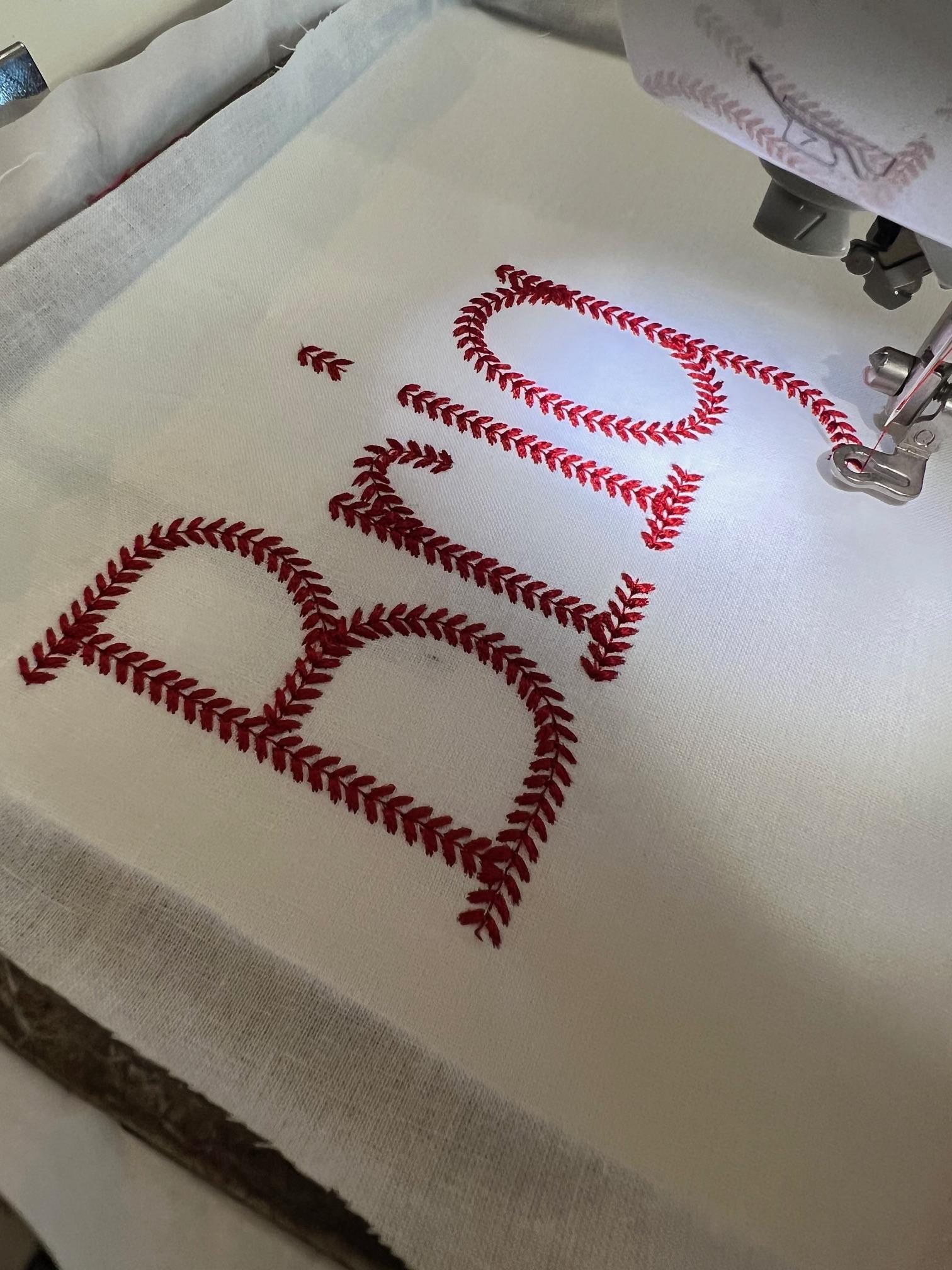 Customer project using Baseball Stitch Block Varsity Font embroidery design