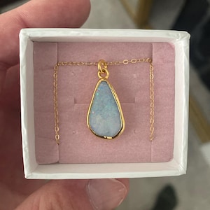 Customer photo from 0831ryan123, Raw Australian Opal Necklace with Paperclip Chain