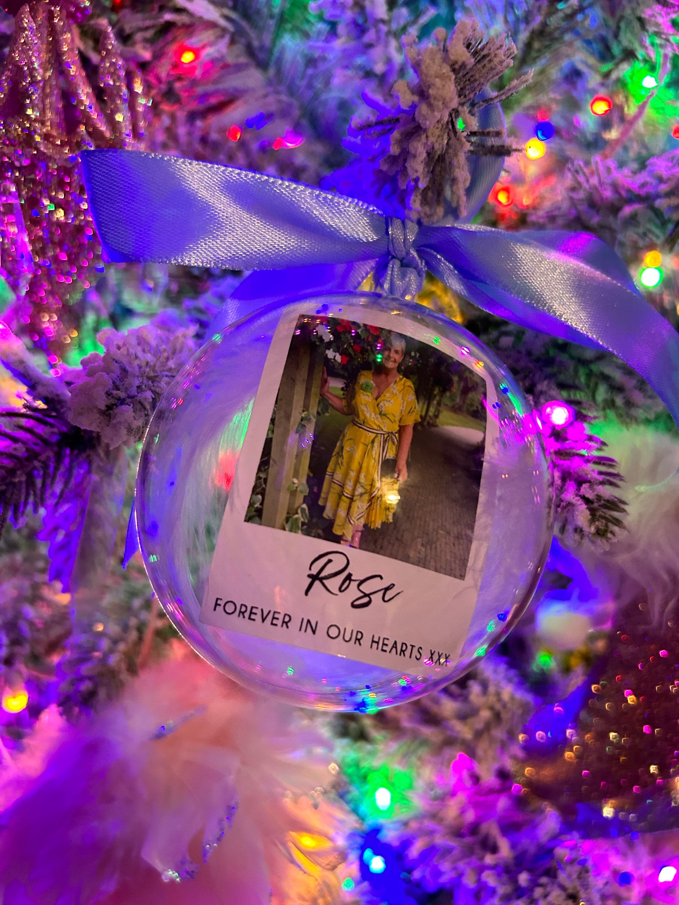 Personalised Photo Memorial Memory Christmas Feather Bauble - Special Memory Bauble - Photo Bauble - Decoration Bauble
