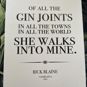 Casablanca Poster: Casablanca Quote, Casablanca Movie Poster