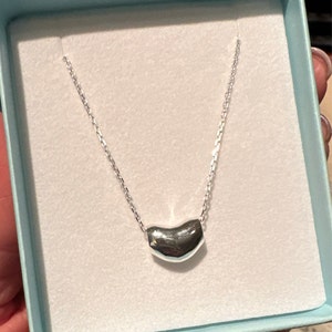 Sterling Silver Kidney Bean Pendant Charm Necklace 16, 18, 20 Inches - Etsy