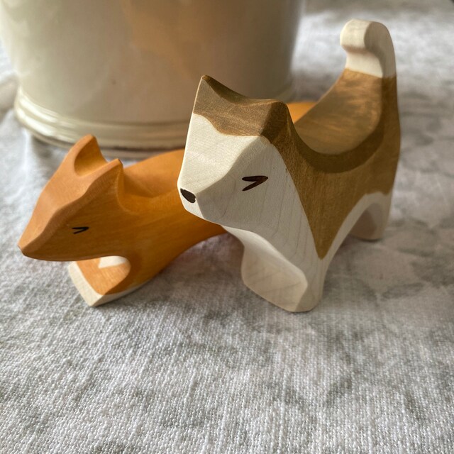 木製のキツネ - ウォルドルフ動物 - キツネのおもちゃ - 木のおもちゃ