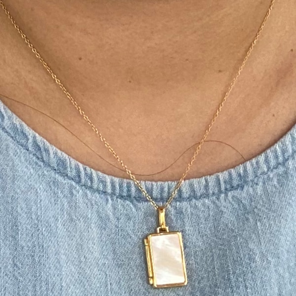 Pearl Locket Necklace by Caitlyn Minimalist • Silver Locket Pendant for ...