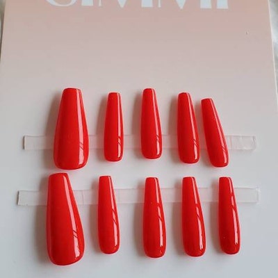 Candy Apple Bright Red Press-on Nails Press-on Nails - Etsy