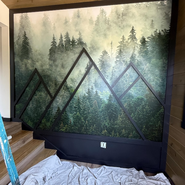 Misty Forest Wallpaper: Peel and Stick Foggy Wall Mural - Etsy