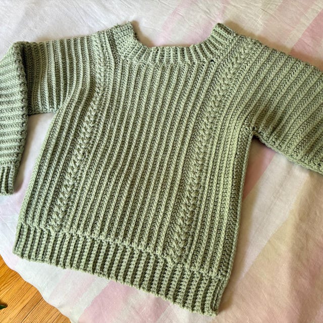 A customer's finished Autumn Wheat Adult Sweater Crochet Pattern