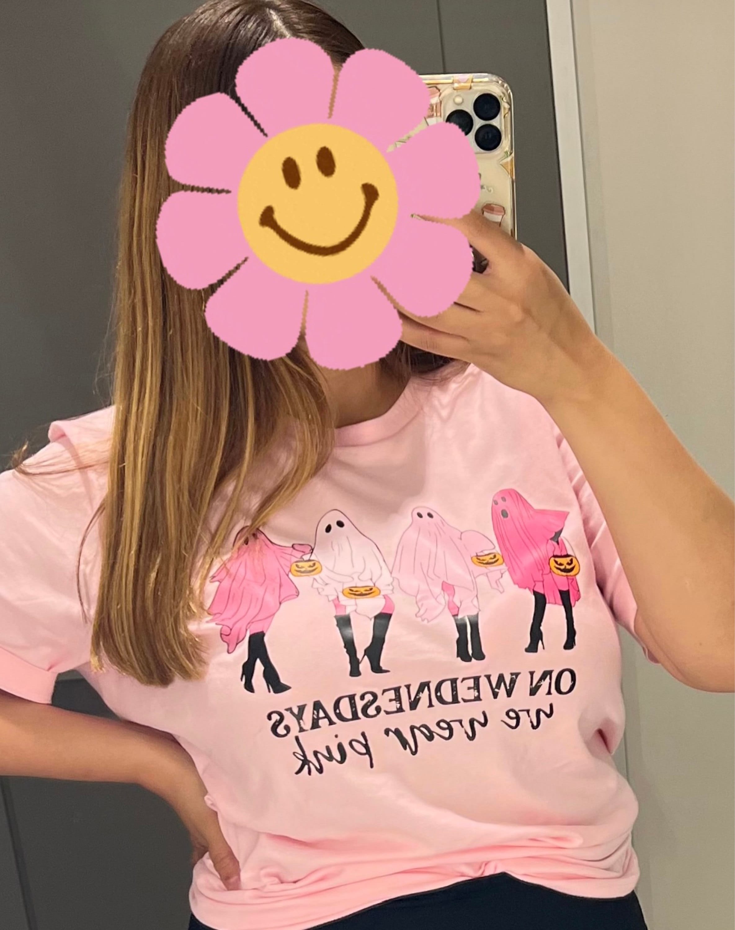 On Wednesday We Wear Pink Ghost Sweatshirt, Mean Girls Ghost Shirt, Pink Ghost Shirt, Mean Girls Halloween, Halloween Sweatshirt
