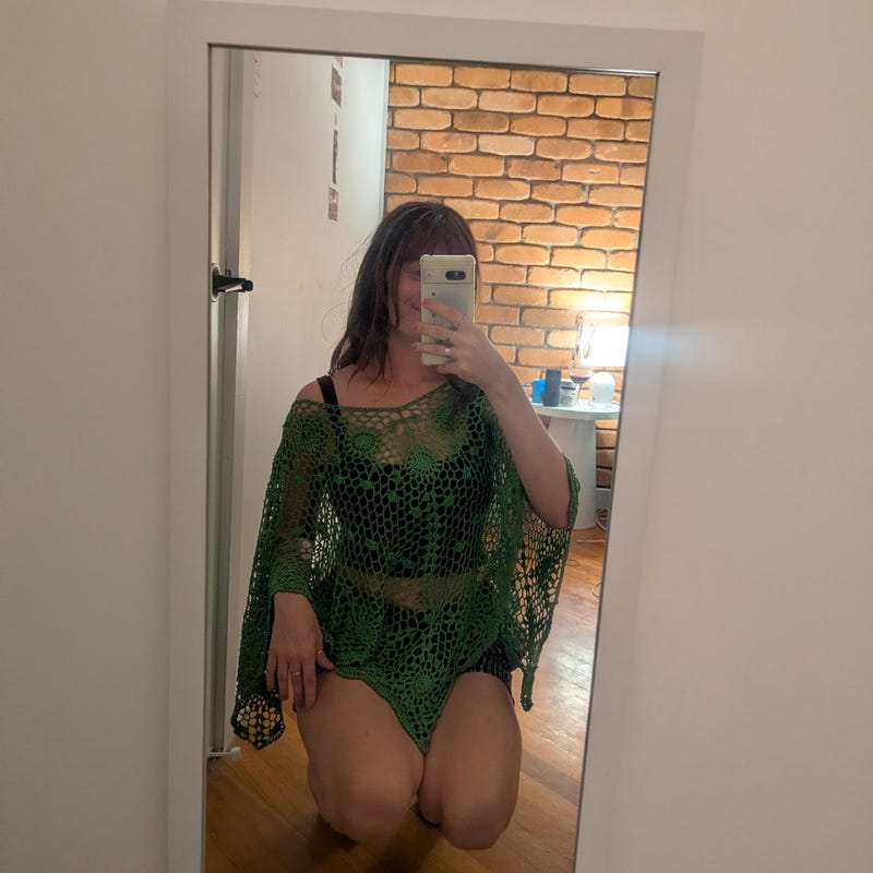 Finished Clover Drift Poncho, made by a customer