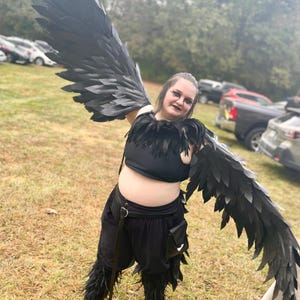 尾付きブラックハーピーの翼、大人のコスプレ、ファンタジーバード