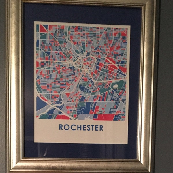 Rochester Map Print - Full Color Map Poster - Etsy