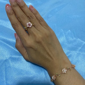 Cherry Blossom Bracelet, Sakura Twig Bracelet, Floral Rose