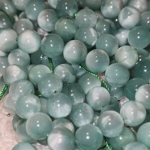AA Natural Green Moonstone Round Beads 15.5