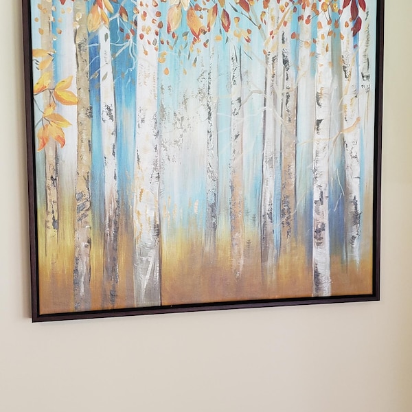 Abstract Birch Trees Canvas Wall Art, Original Aspen Trees Oil Painting ...