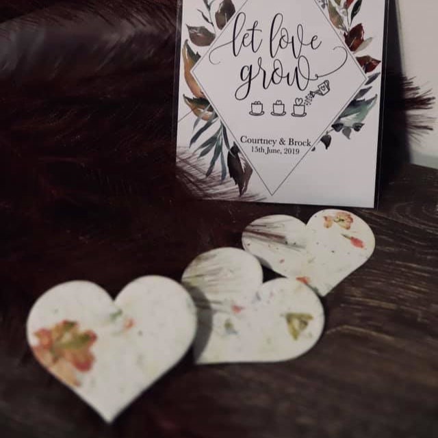 Large Recycled Fiber Seed Paper Hearts 2.85&quot;w x 2.5&quot;h Wildflower Natural Recycled Fibers #17s for Weddings or Events set of 24