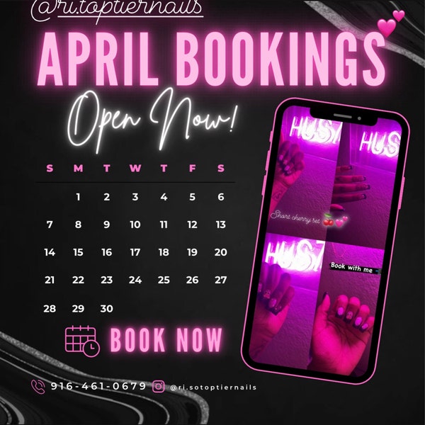 April Bookings Now Available Flyer, DIY Spring Book Now Appointments ...