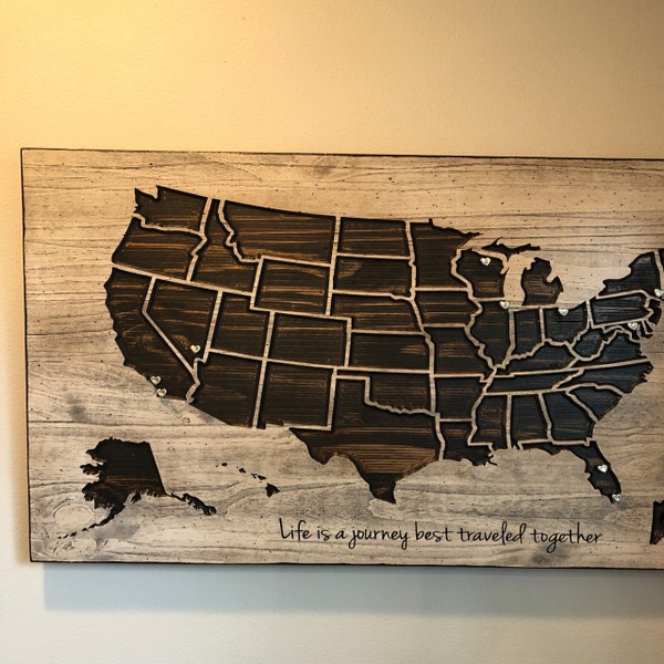 Push Pin Map of the United States, Customized Text US Map to Mark ...