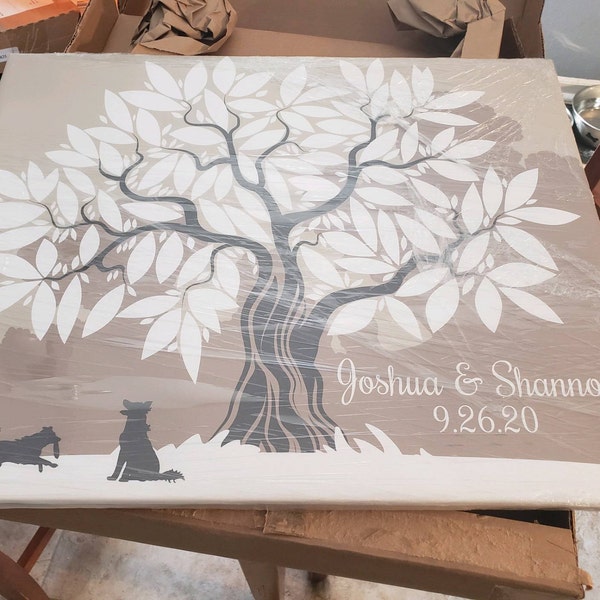 Wedding Guest Book Tree, Wedding Guest Book Alternative Canvas, Rustic ...