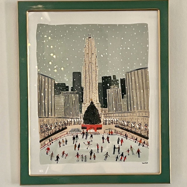 Christmas at Rockefeller Center Art Print | Ice Skating Art Christmas at Rockefeller Center Art Print | Ice Skating Art