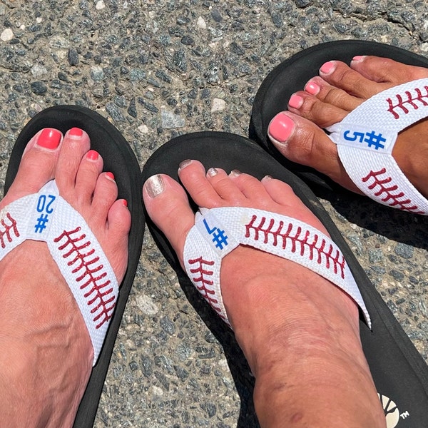 Personalized Baseball Flip Flops, Custom Sandals With Stitches ...