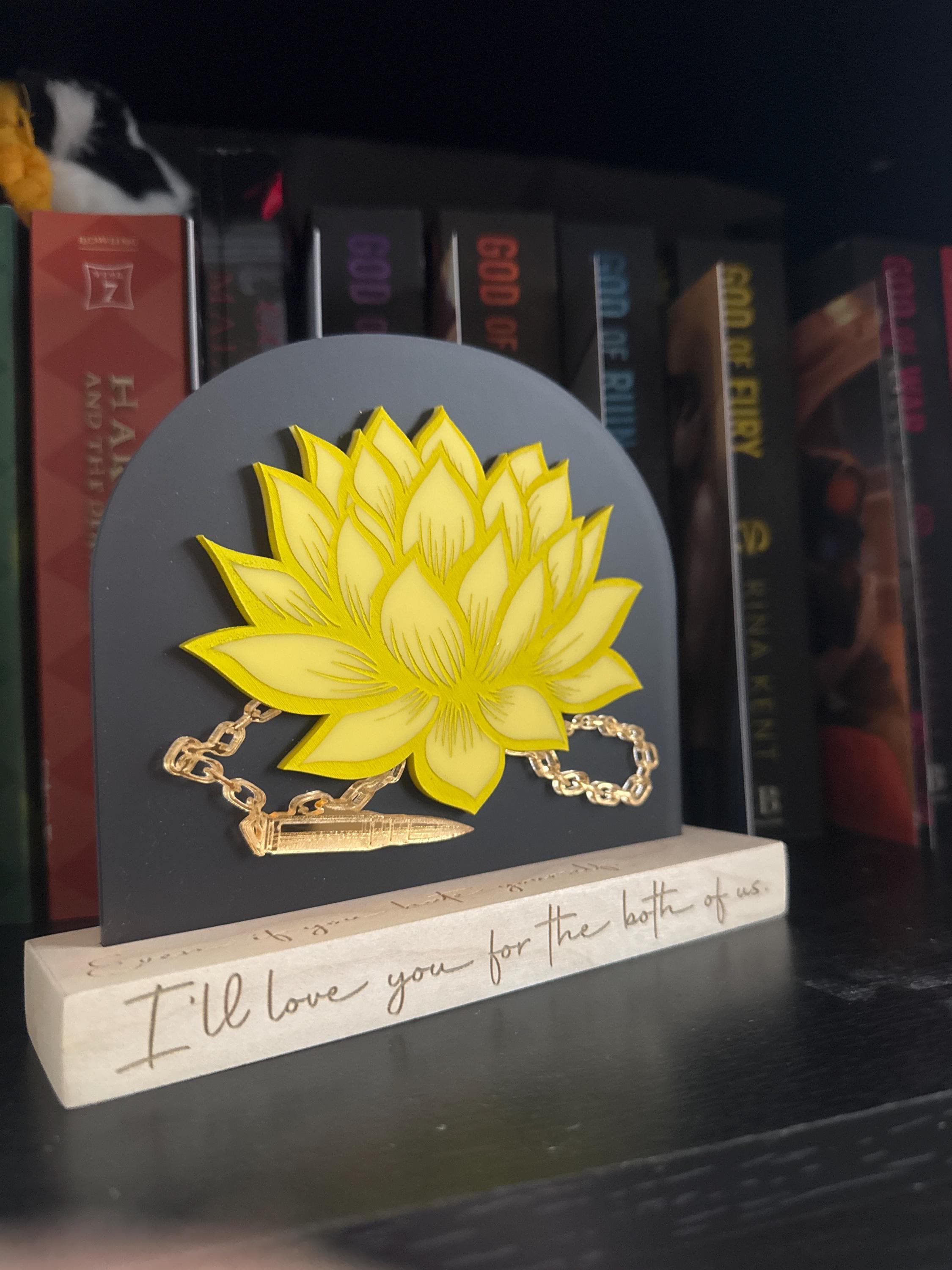 Officially Licensed God of Fury Lotus Flower Bookshelf Sign; Dark Romance Decor; Legacy of Gods Rina Kent