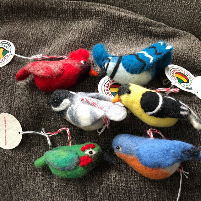 Felt Bird Christmas Ornament Set - Collection of 6 - Fair Felt Bird Christmas Ornament Set - Collection of 6 - Fair