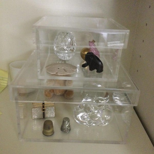 2 Pieces 100x78x38mm Rectangle Shape Clear PS Plastic Box , Jewelry ...