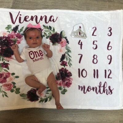 Butterfly Baby Milestone Blanket - 48x40 Inch Floral Photography Blanket For Monthly Photos