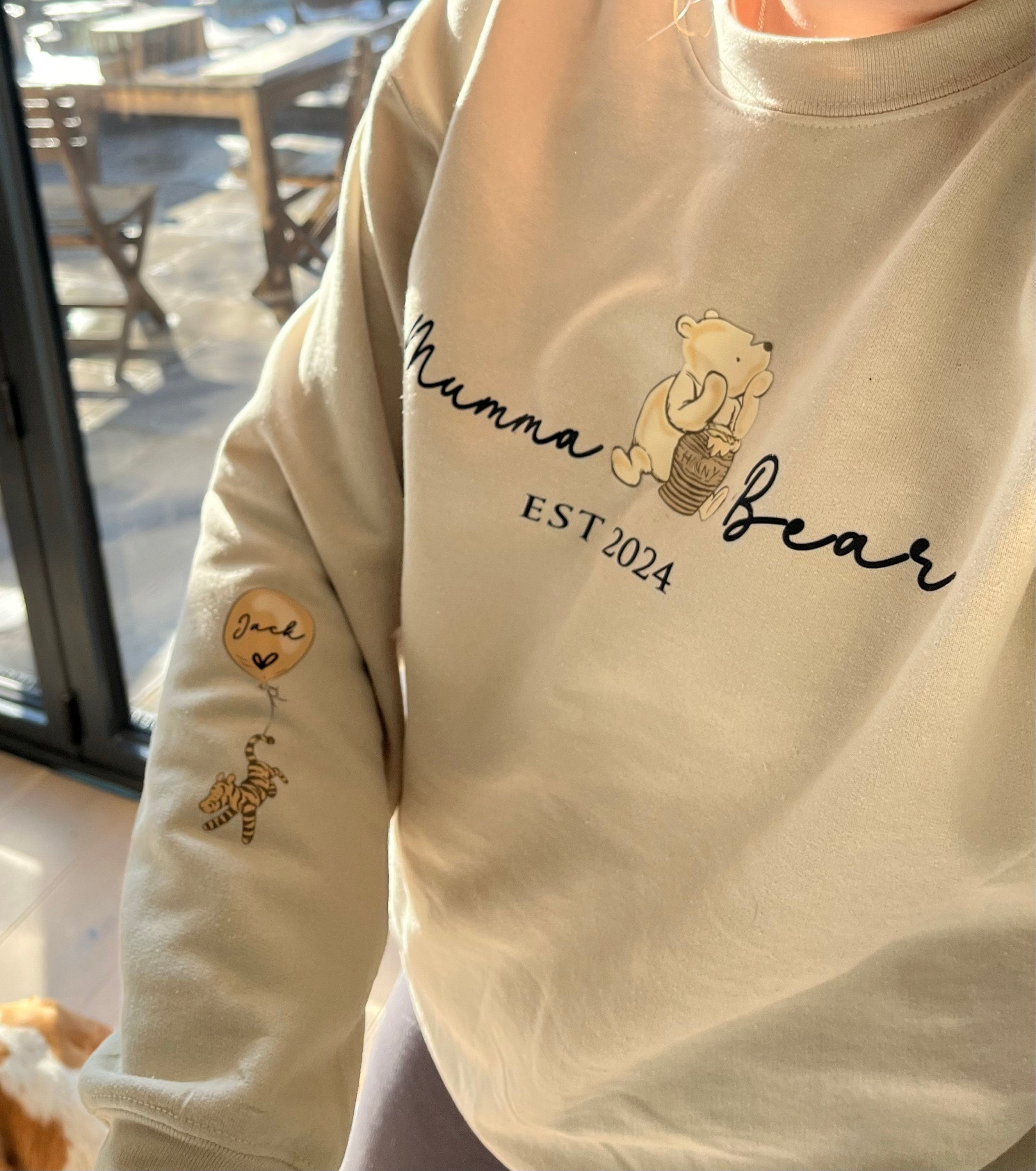 Mama Bear Sweatshirt. Personalised Mum Sweatshirt with children&#39;s names. Winnie the Pooh Sweatshirt  gift for Mum. Mama Bear Jumper.