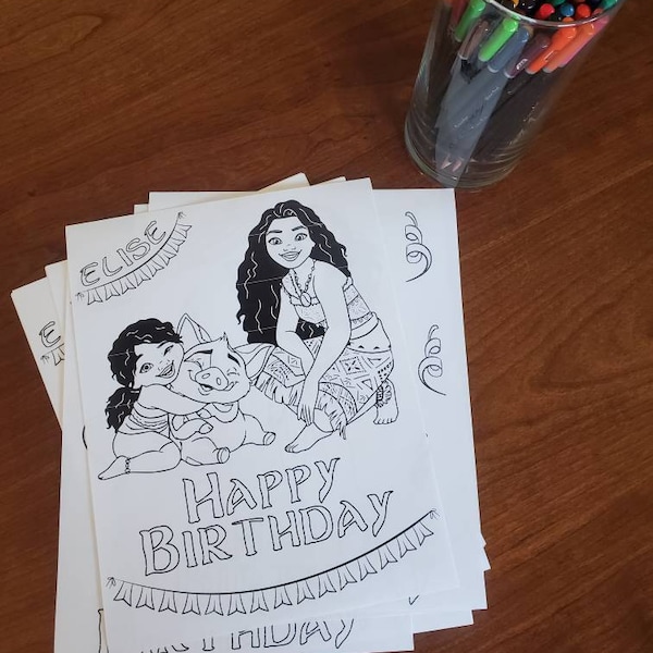 Personalized Moana Custom Birthday Coloring Pages, Moana Maui Birthday ...
