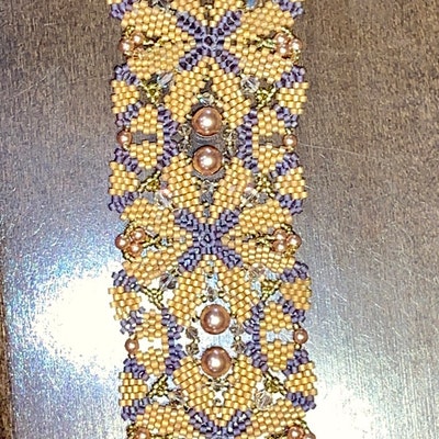 Beaded Bracelet Tutorial Bead Lace Gold Netting Stitch - Etsy