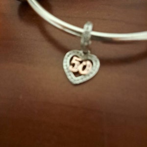 Charm Pandora per il 50° compleanno, angelo custode, in argento sterling 925, per mamma, moglie, sorella. - Italia