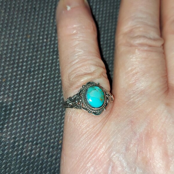 Floral Leaf Turquoise ring size 6