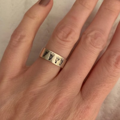 Children Artwork Ring Personalized Kid Drawing Ring in Sterling Silver ...