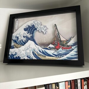 Zelda Great Wave 3D Shadow Box Art – Kanagawa Hyrule Wind Waker