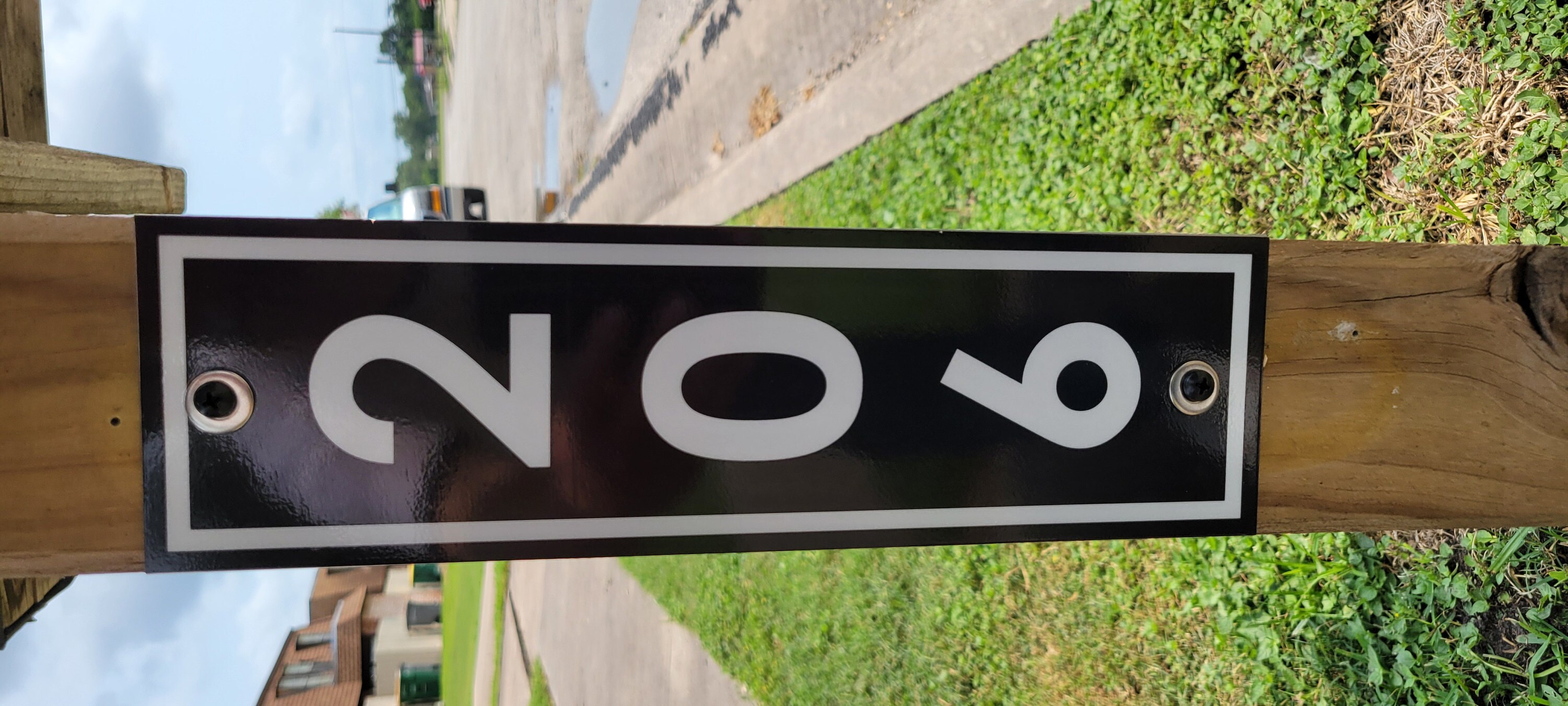 Pair of Aluminum Reflective House Numbers Address Signs for Mailbox Post and Street Address Display. Large, easy to read number plaques.