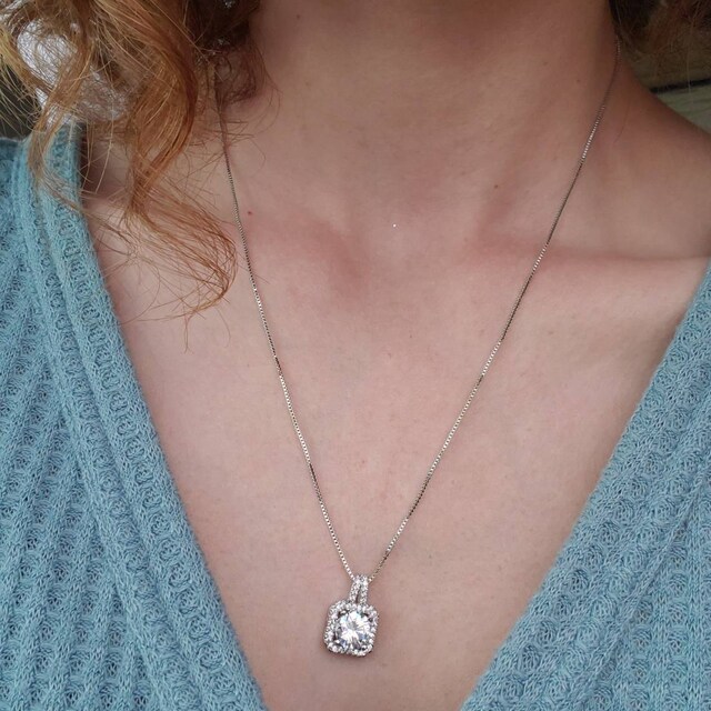 Classic Diamond Necklace 2 Cts Round Brilliant Cut Diamond - Etsy