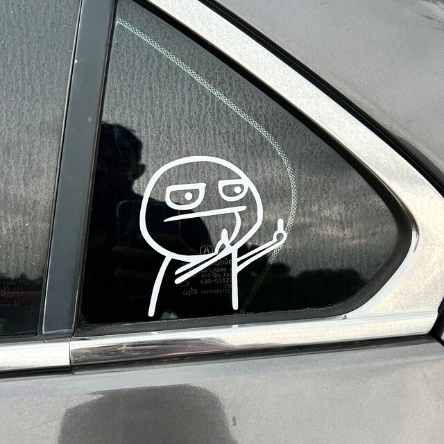 FUNNY MIDDLE FINGER MEME STICKMAN FLIP OFF VINYL DECAL - DECORATIVE DE –  NoFace Designs