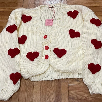 Red Heart Woman Gift Cardigan, Custom Order 12 Heart Embroidered Gifts ...