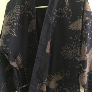 Lotus Flower Japanese Samurai Kimono Noragi Jacket Coat for Ladies ...